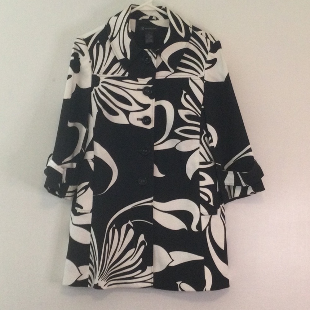 INC International Concepts Black and White Floral Jacket